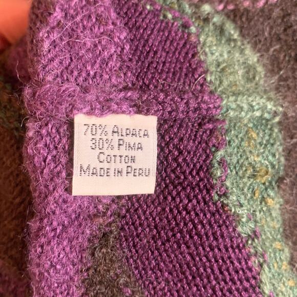 Peruvian Connection Funky Fantasy Floral Art-to-Wear Sweater Alpaca Size Large - Picture 6 of 7